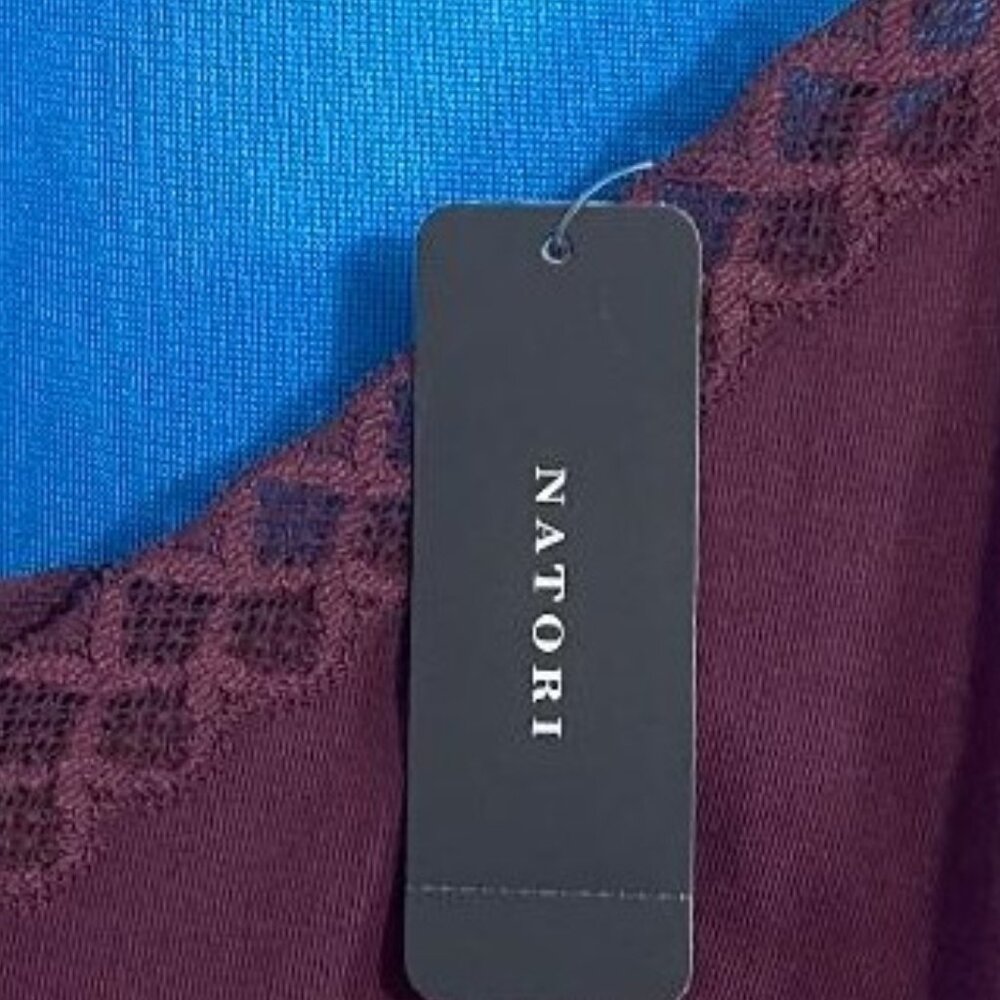 NWT $56 NATORI BLISS LACE TRIM CAMISOLE / CAMI TANK SIZE XL X - LARGE COLOR VINO - Picture 8 of 14
